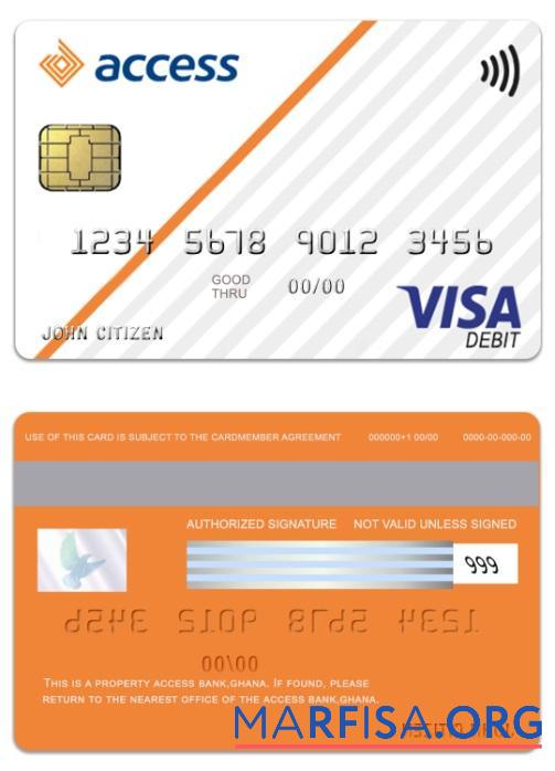 Printable Ghana Access Bank visa debit card real example
